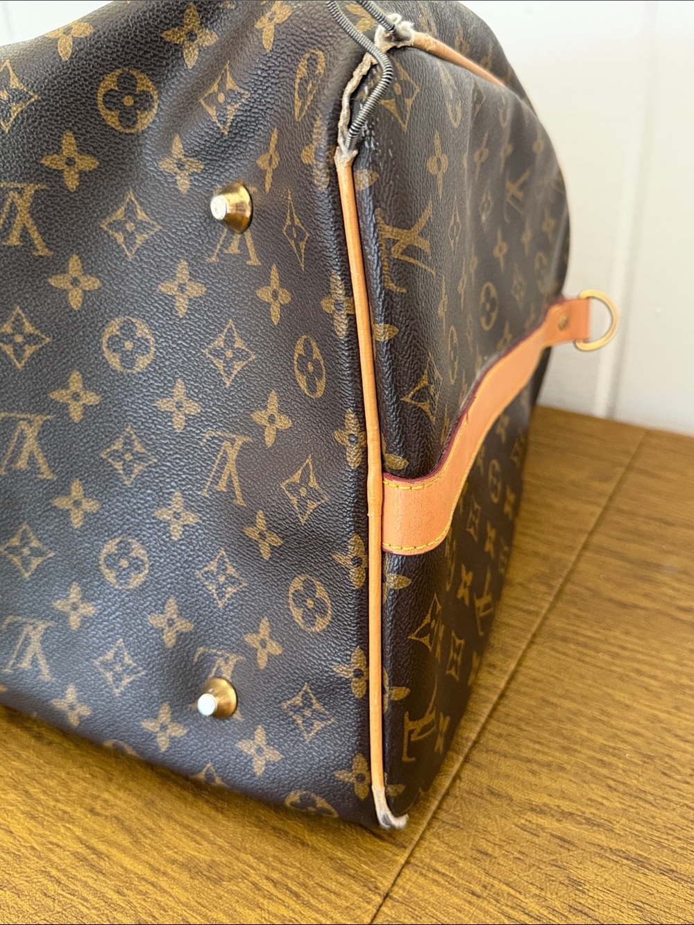 Louis Vuitton Monogram Canvas Travel Tote with Tan Leather Trim - Picture 6 of 10